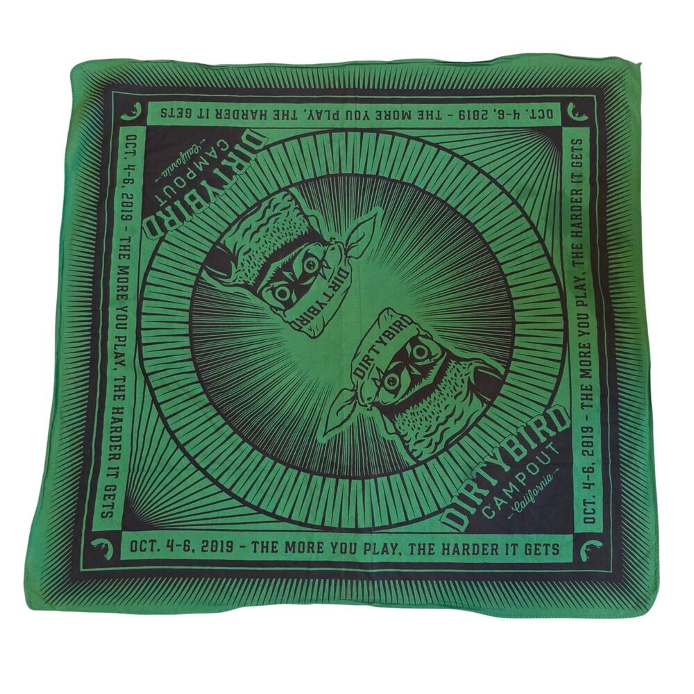 Dirtybird Campout‎ Bandana Green 2019 Music Festival Souvenir Owl Graphic Scarf